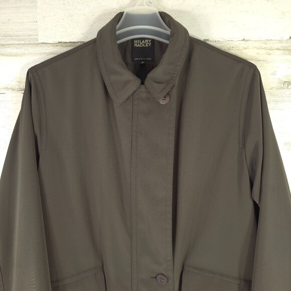 HILARY RADLEY BROWN COAT WOMEN'S SIZE 8 FULL ZIP 3 BUTTON CLOSURE ❗*NO LINING*❗. - Picture 4 of 16